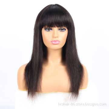Li&Queen Hot Products Full Machine Straight Wigs Straight Human Hair Wigs With Bangs Brazilian Remy Hair Wigs